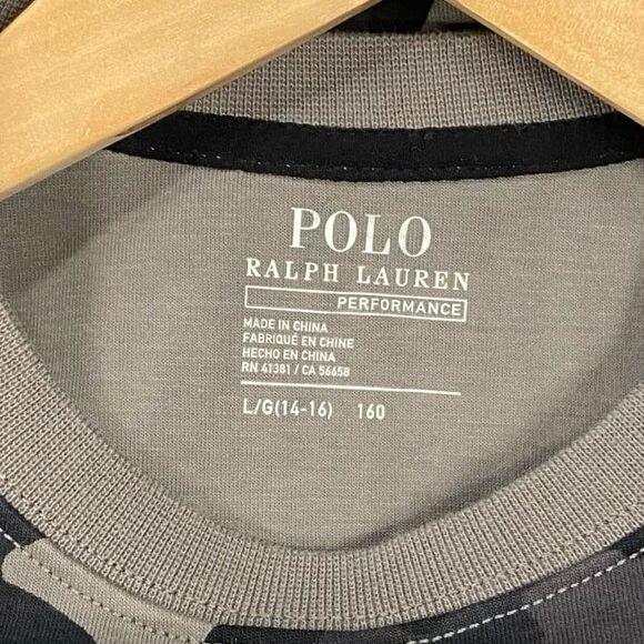 Ralph Lauren Boy's Logo Camo Double-Knit Sweatshirt in Black Camo Large (14/16) - Picture 4 of 12